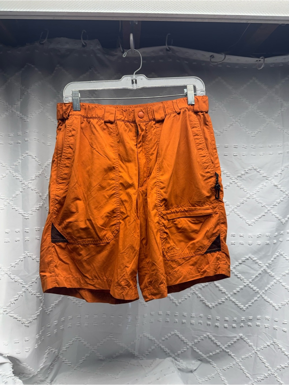 L.L. Bean Orange Nylon Cargo Shorts with Zippered Pockets, Size M